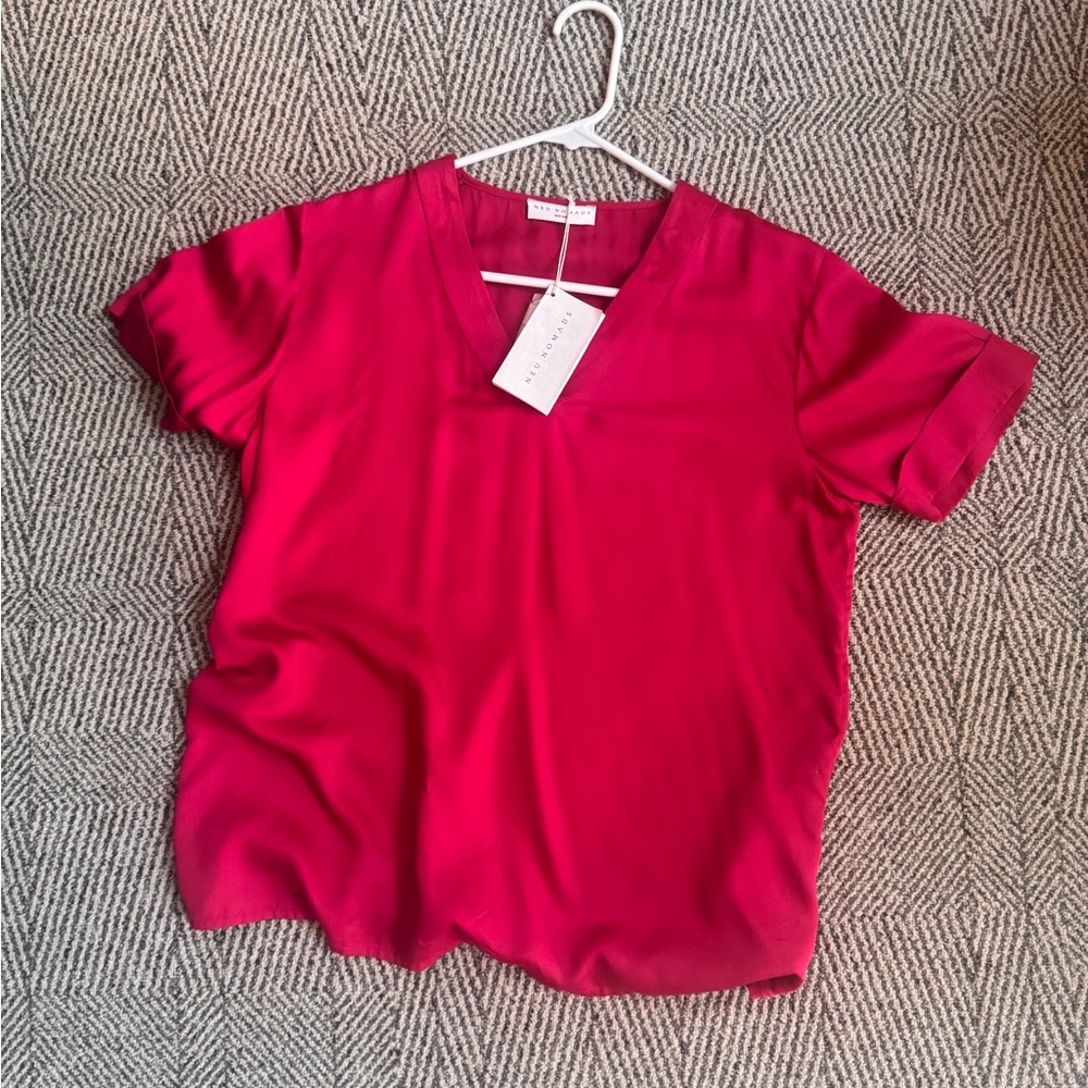 Neu Nomads Pink Silk Tencel Blouse Size XS NWT
